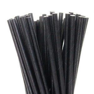 Black Paper Long Straws